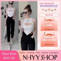 Quần jean đen trơn lưng cao phối tag da lưng chun bigsize 55-80kg cho nữ, quần baggy jean đen dễ phối đồ - Nhyyshop