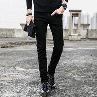Quần Jean Đen Trơn Nam Rách Gối SZone - Đen Trơn,29