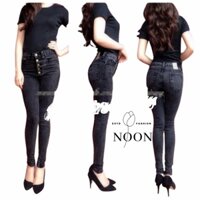 Quần Jean Denim đen loang 5 nút NOON FASHION chất jean nhập khẩu co giãn dày dặn