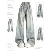 Quần jean Drape cổ điểnQuần Jean Denim Quần Rộng Quần Denim Quần Thẳng Quần Jean Nữ Màu Sắc Nhẹ Quần Jean Retro Quần Drap Quần Jean Thẳng