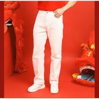 Quần Jean Fapas Form Straight Nice Màu Trắng, chất vải denim form suôn thoải mái, dễ dàng vận động