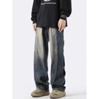 Quần Jean FUGO Sọc ngang phong cách cá tính thời trang - quần jean form rộng Unisex phong cách Hàn Quốc GIDI