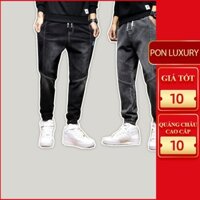 Quần jean jogger nam nữ màu xám và đen bó gấu lưng chun có dây buộc mới ponluxury hà nội hcm