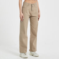 Quần jean kaki nữ ống suông ulzzang lưng cao màu nâu tây