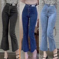 Quần jean lỡ ống loe quần 9 tấc ống loe lưng siêu cao tôn dáng hàng loại 1 alohashop91