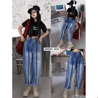 Quần Jean lửng Baggy phối sọc cá tính dành cho bé gái