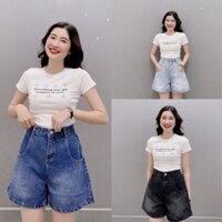 Quần jean lưng cao có bigsize 70kg, Quần đùi jean ống rộng size to cho chị em sau sinh bon chen được hết nhé
