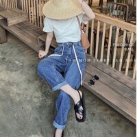 Quần jean lưng cao cột dây form baggy cực đẹp cập bến