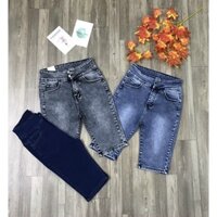 Quần jean lửng gối hàng co giãn lưng cao 2 nút size đại