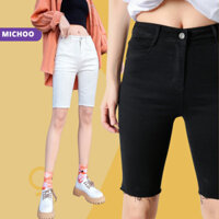 Quần Jean Lửng Nữ MICHOO Bò Giấy Mỏng Nhẹ Co Giãn Thoải Mái Vận Động