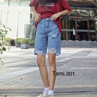 Quần Jean lửng rách đùi