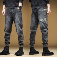 Quần Jean Lưng Thun Cột Dây Dáng Rộng Mẫu Mới 2023 Thời Trang Xuân Thu Cho Nam