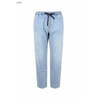 Quần jean lưng thun dây rút form tapered crop