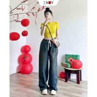 Quần Jean Lưng Thun Nữ Dáng Dài Ống Rộng ENVY J156