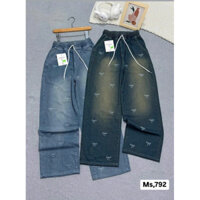 Quần jean lưng thun thêu nơ vải jean mềm