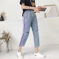 Quần jean lưng thun viền sọc