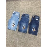 Quần Jean lửng xuất khẩu thêu hình Micky - 3 màu