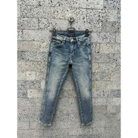 Quần Jean LV Xanh bạc họa tiết hoa vân logo LV dập nổi túi sau LA NV