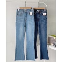 Quần Jean MANGO & ZR Nữ Ống Loe Cạp Cao Co Giãn Dài 90cm Tôn dáng VNXK