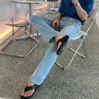 Quần Jean Mùa Hè Ống Rộng Rời Thẳng Quần Mỹ Xanh Nhạt Hàn Quốc Dongdaemun Nam Mặc Stre20250302