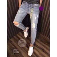 quần jean nam bạc rách gối cực bụi