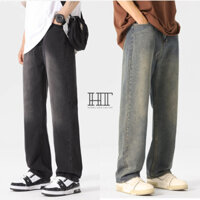 Quần Jean Nam Baggy Cạp Cao Wash HT Store, Quần Jean Nam Ống Suông Loang Khói Chất Liệu Cao Cấp
