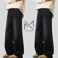 Quần Jean Nam Baggy Ống Rộng Màu Wash Đen Thời Thượng Chất Liệu Jean Dày Dặn