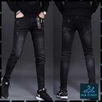 Quần Jean Nam Cào Màu Đen, Quần Bò Wash Co Dãn Bốn Chiều Form Skinny Cao Cấp NAM STORES