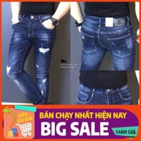 Quần Jean Nam Chất Bò AD0301TG Xanh Đậm Rách Xước Cá Tính Mẫu Mới ❕