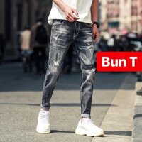 QUẦN JEAN NAM CHẤT BÒ XÁM WASH VACH ĐEN SIÊU COOL TT-539 TRANGBUN FASHION [bonus]