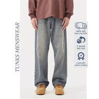 Quần jean nam dài Quần bò nam ống suông boy phố quần nam ngắn retro Phong Cách quần jean ống đứng lưng cao baggy jeans