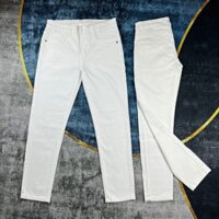 Quần jean nam dài trắng trơn, trắng rách gối siêu hot, phong cách trẻ trung sang trọng