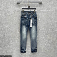 Quần jean nam dáng côn có hoạ tiết xước nhẹ ống phối màu xám bạc khoá bốn cúc thời trang BTSHOP