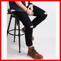 Quần jean nam đen rách gối JNDRG