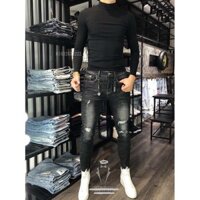 QUẦN JEAN NAM ĐEN TRƠN WASH PHONG CACK