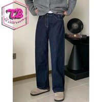 Quần jean nam EERSHENSHI Mỹ retro đau khổ màu xanh lười quần ống rộng thẳng S-3XL