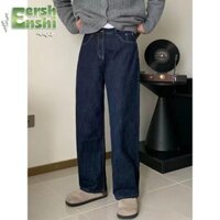 Quần jean nam EERSHENSHI Mỹ retro đau khổ màu xanh lười quần ống rộng thẳng S-3XL