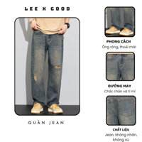 Quần Jean Nam Form Xuông Dáng Rộng Rách Gối, Quần Bò Nam Ống Rộng Hot Trend Hàn Quốc 2023 - Jean 83