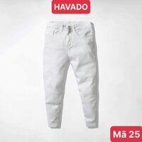 Quần jean nam không rách gối màu trắng trơn chất bò co dãn 4 chiều đẹp form dáng skinny boy phố Havado MH25 mẫu mới