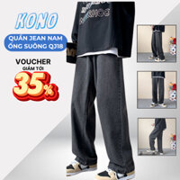 Quần jean nam KONOTN màu đen boy phố baggy ống rộng dễ phối đồ năng động QJ18