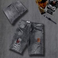 Quần jean nam lửng dập rách xám đen M8