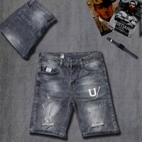 Quần jean nam lửng xám rách gối M4