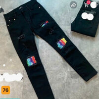 Quần jean nam màu đen rách phong cách chất bò cao cấp đẹp rin trơn form dáng skinny mẫu mới
