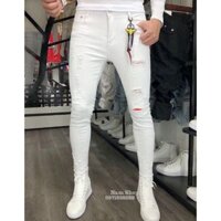 Quần jean nam màu trắng rách hàng xuất