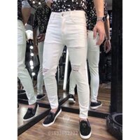 Quần Jean Nam Màu Trắng Rách Gối QJ117-fashionstarno1