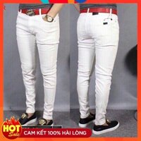Quần jean nam màu trắng trơn chất bò cao cấp co dãn 4 chiều cực đẹp trơn from skinny mẫu mới thebeautyhouse99 M25