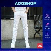 Quần jean nam màu trắng trơn không rách gối chất bò cao cấp co dãn 4 chiều đẹp from dáng rin skinny ADO Q108 * x ,