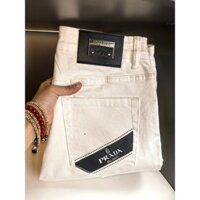 Quần jean nam màu trắng Prada6319 co giãn in hình