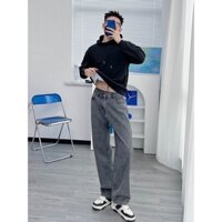 Quần jean nam màu xám baggy ống suống đứng rộng, Quần bò Nam Form xuông hottrend 2023