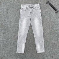 Quần Jean Nam màu xám khói trơn dáng suông ống đứng co dãn bốn chiều